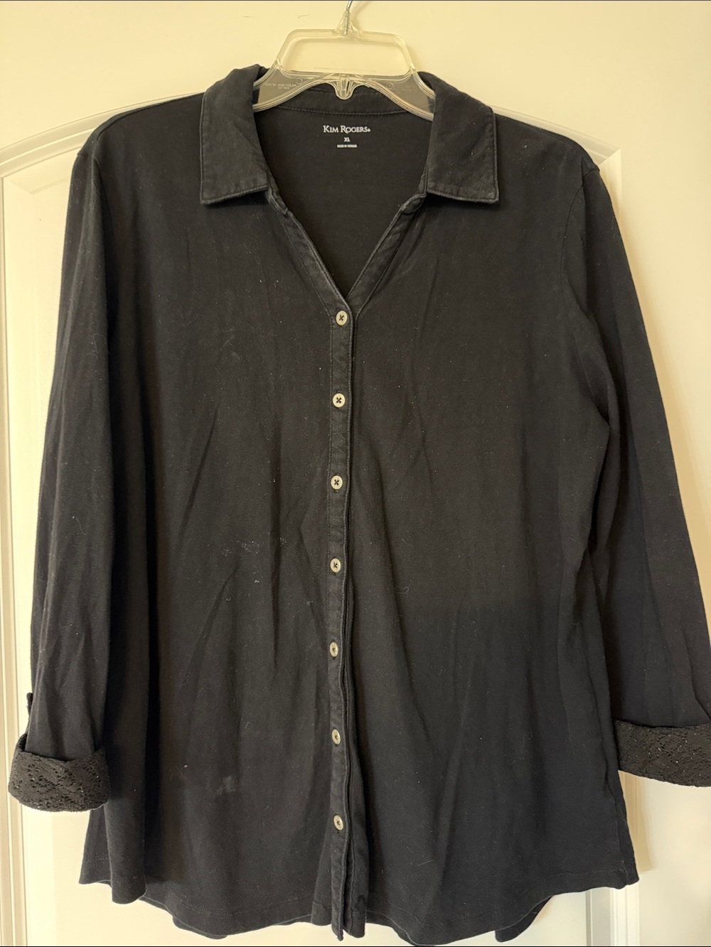 Kim Rogers Black Button-Front Long Sleeve Shirt